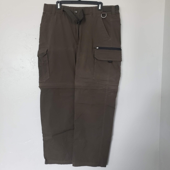 BC Clothing Men's XXL x32 Olive Green Convertible Pants Zip Off Shorts Outdoor - Picture 1 of 6